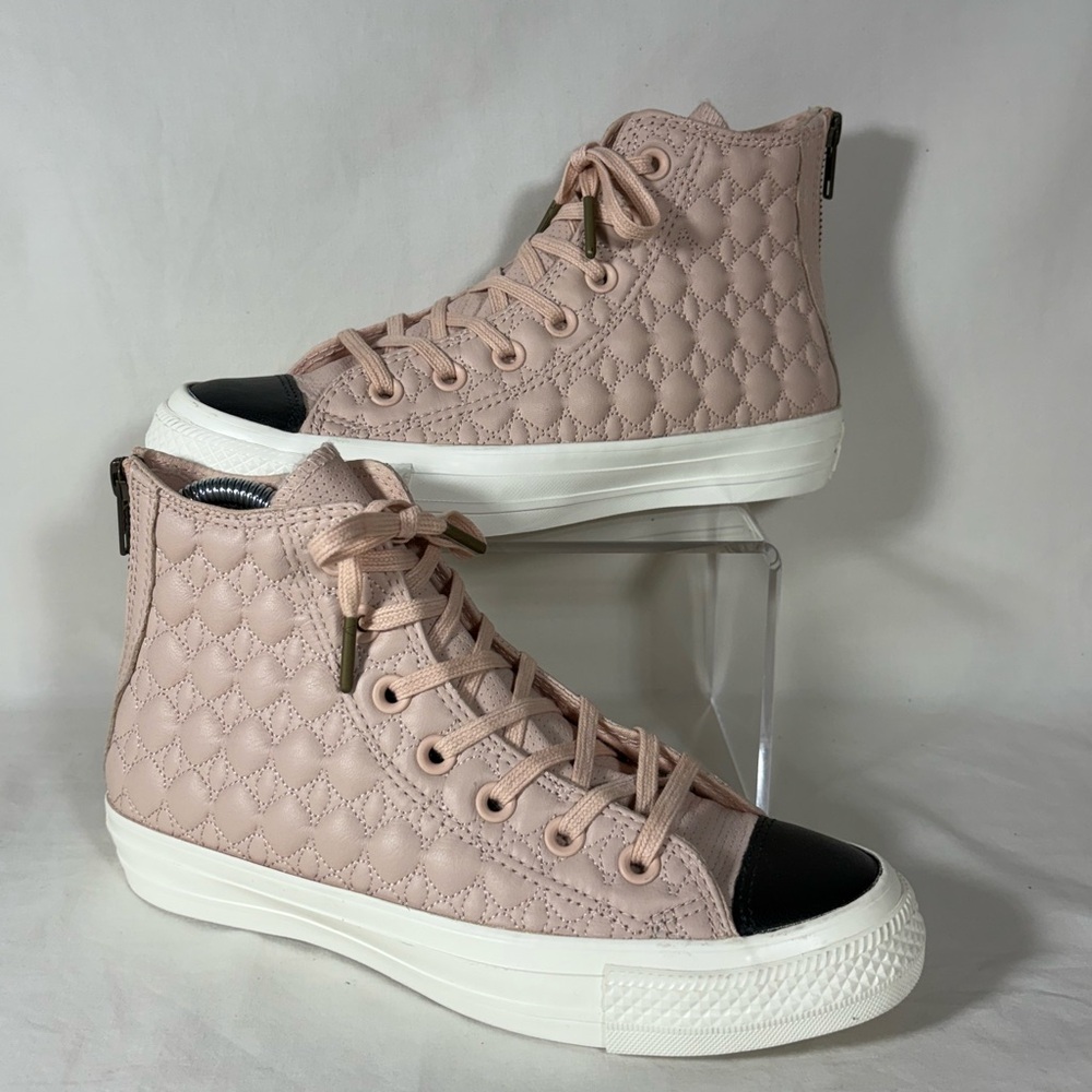 Converse CTAS Dusk Pink/Black Leather Women's Hi-Top Back Zip Sneakers SZ 6.5